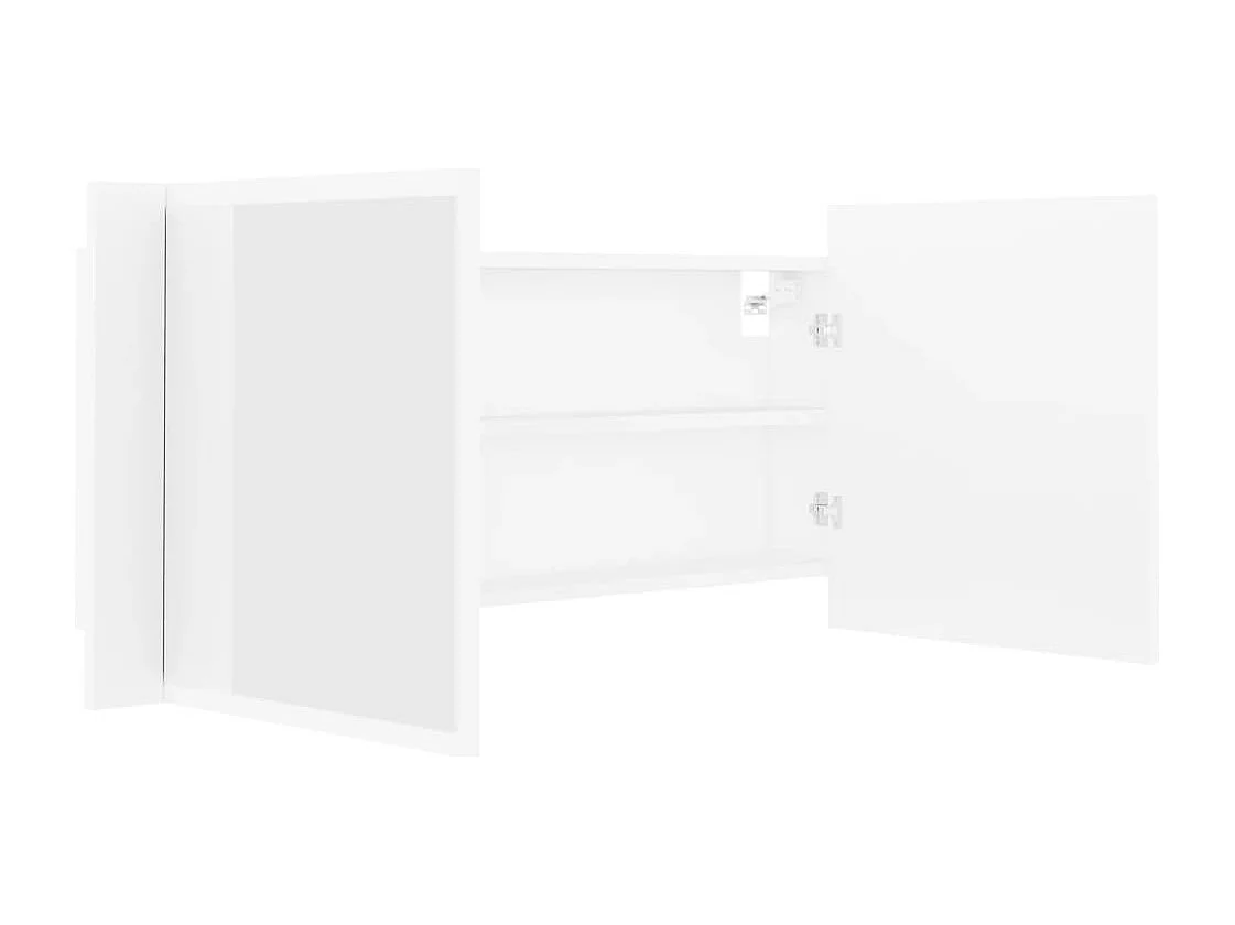 Mobiletto da bagno con specchio LED bianco 100x12x45 cm in acrilico