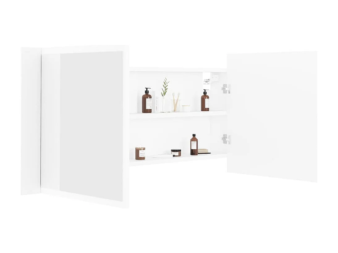 Mobiletto da bagno con specchio LED bianco 100x12x45 cm in acrilico