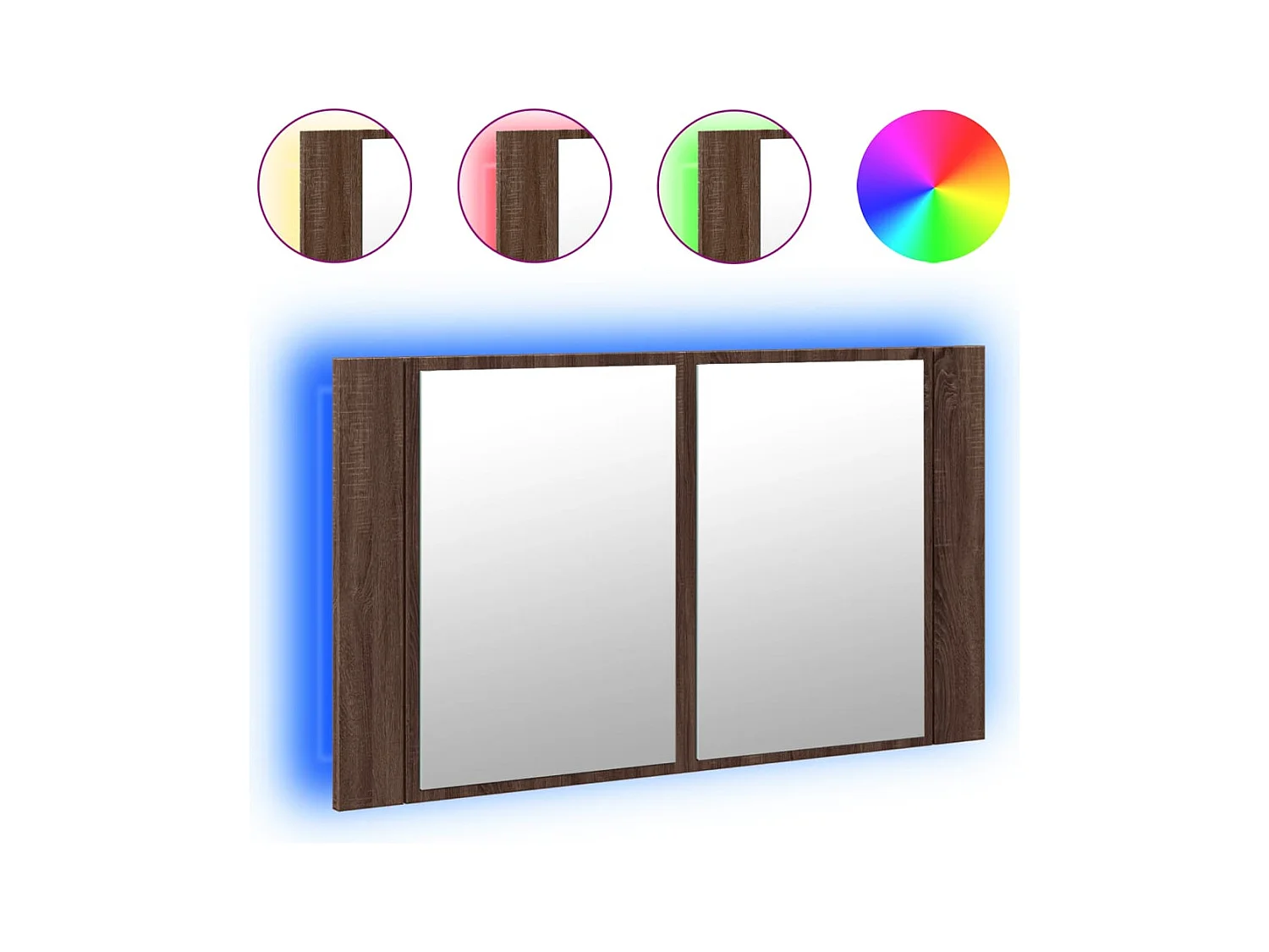 Armoire à miroir à LED de bain chêne marron 80x12x45 cm