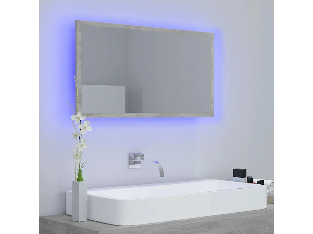 Specchio da bagno a LED grigio cemento 80x8,5x37 cm in acrilico