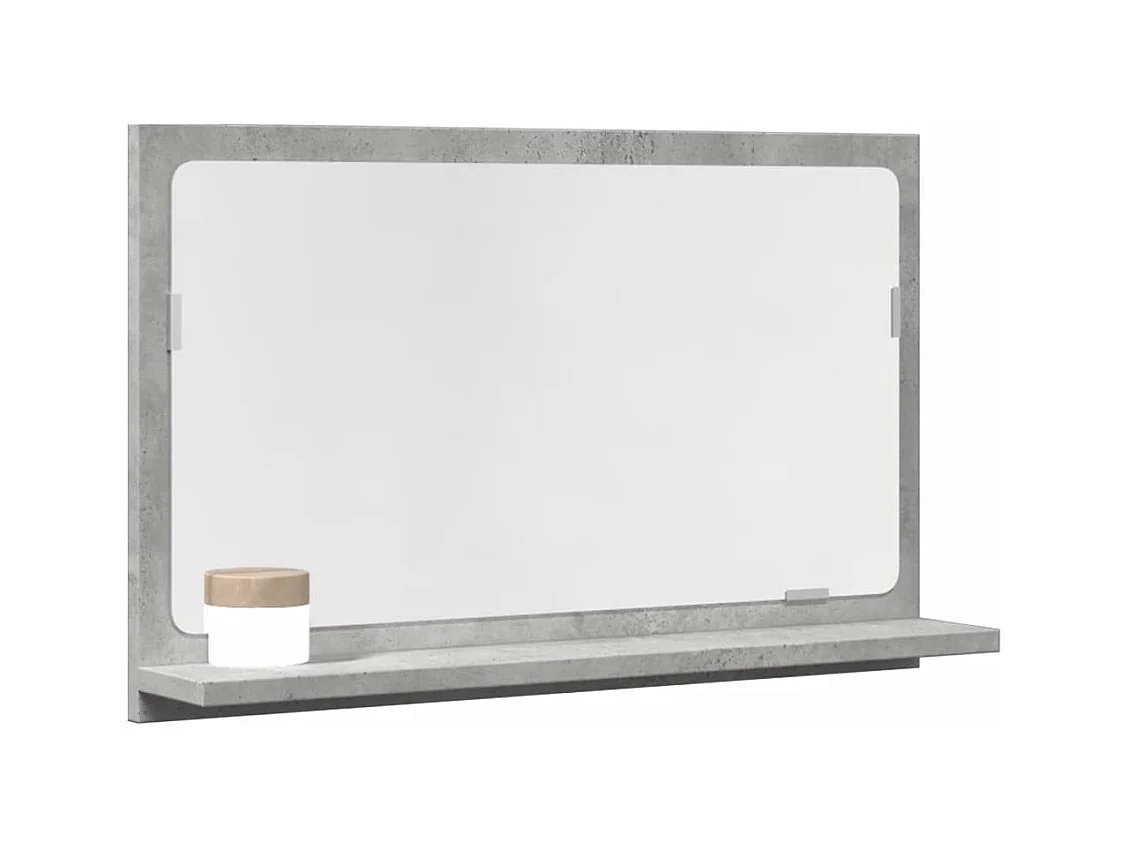 Mobiletto per bagno con specchio in legno ingegnerizzato grigio cemento