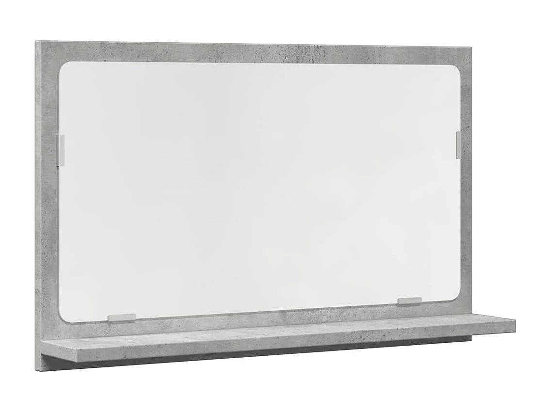 Mobiletto per bagno con specchio in legno ingegnerizzato grigio cemento