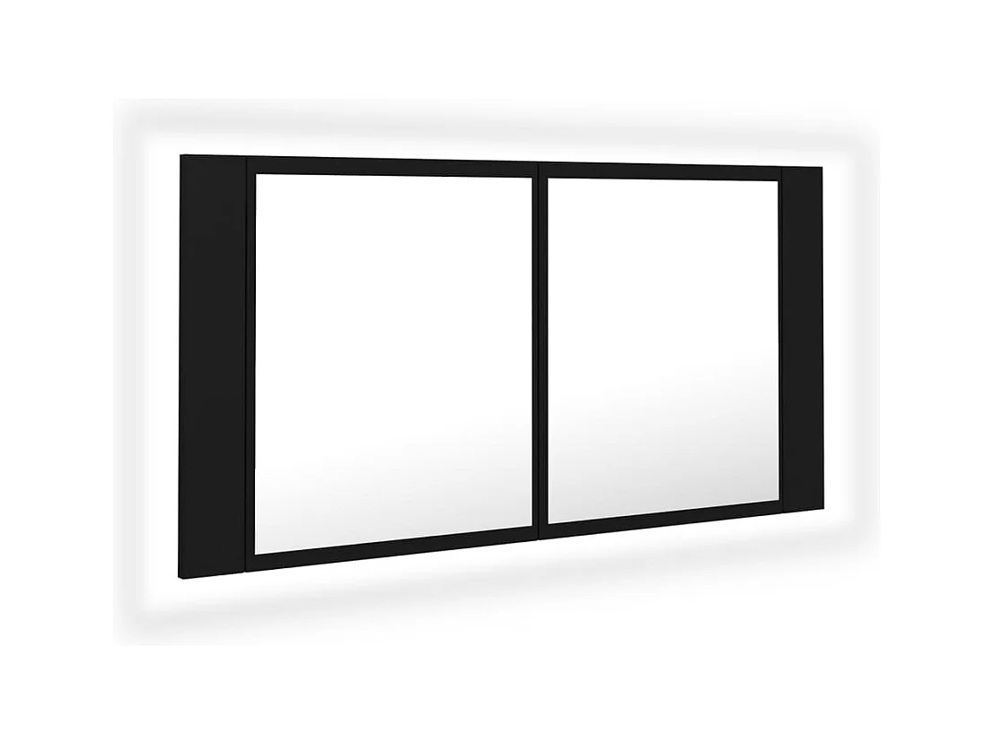 Mobiletto per bagno con specchio LED nero 90x12x45 in acrilico