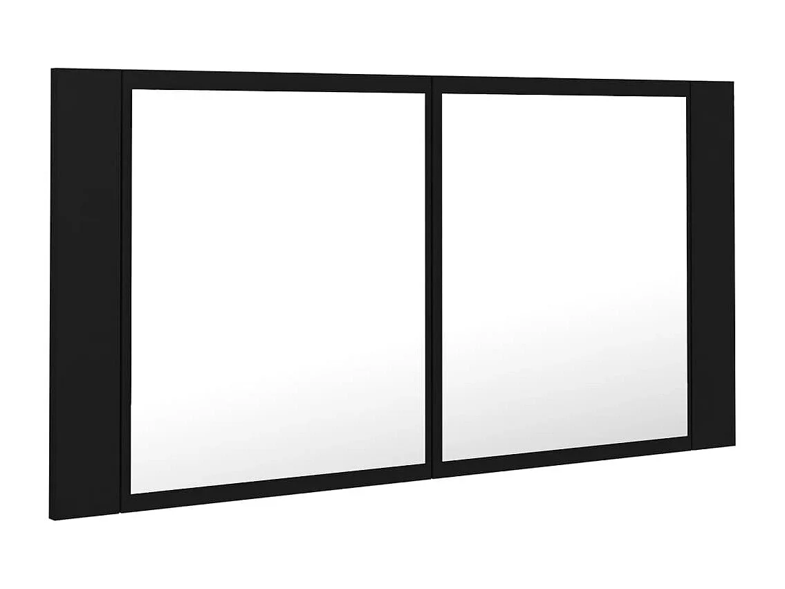 Mobiletto per bagno con specchio LED nero 90x12x45 in acrilico