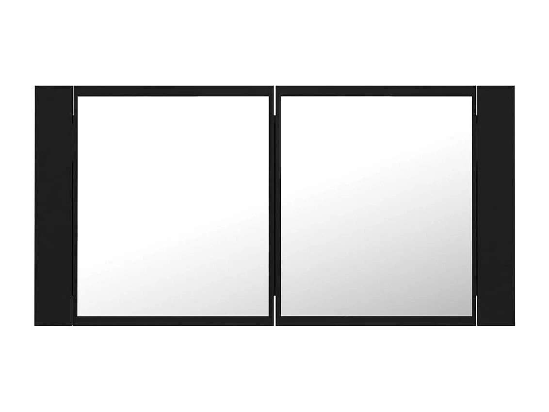 Mobiletto per bagno con specchio LED nero 90x12x45 in acrilico