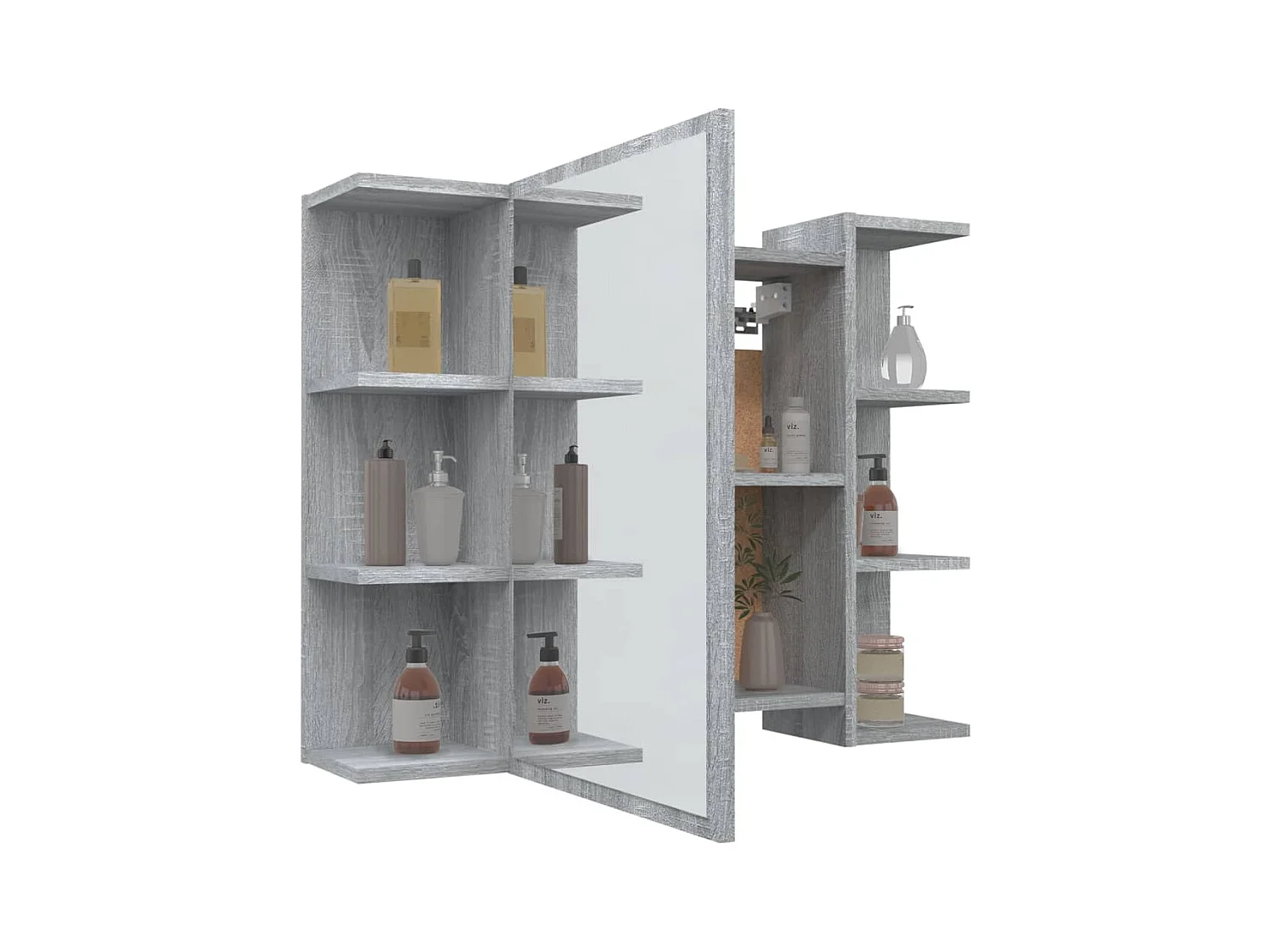 Mobiletto per bagno con specchio Sonoma Grey 80x20,5x64cm in legno