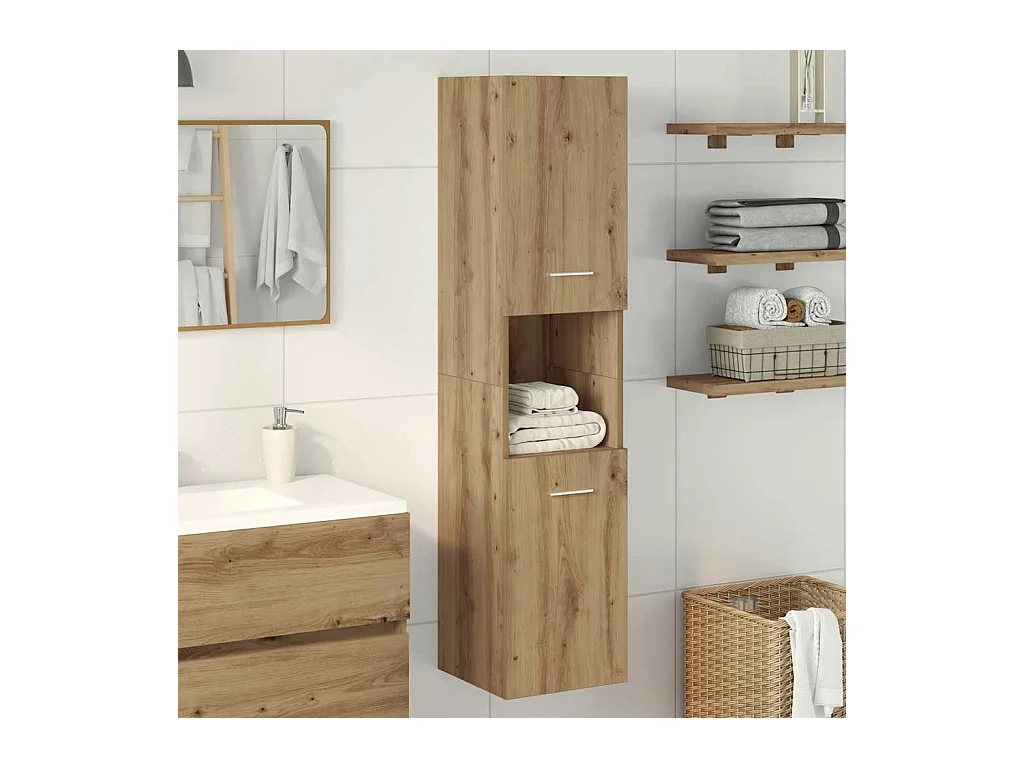 Armoire de salle de bain suspendue chêne artisanal 30x30x130 cm