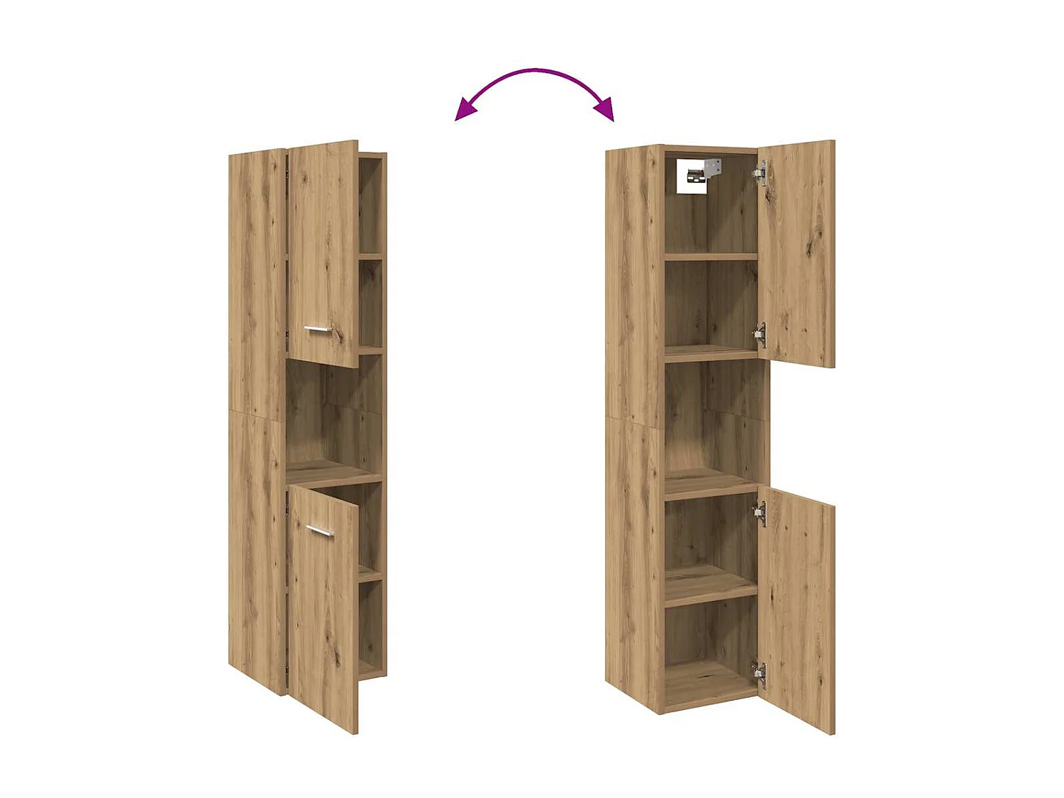 Mueble de baño de pared de roble artesanal de 30x30x130 cm