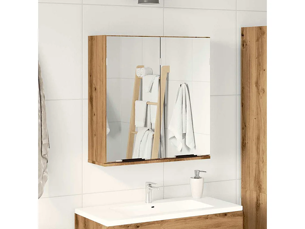 Armoire à miroir de salle de bain chêne artisanal 64x20x66,5 cm