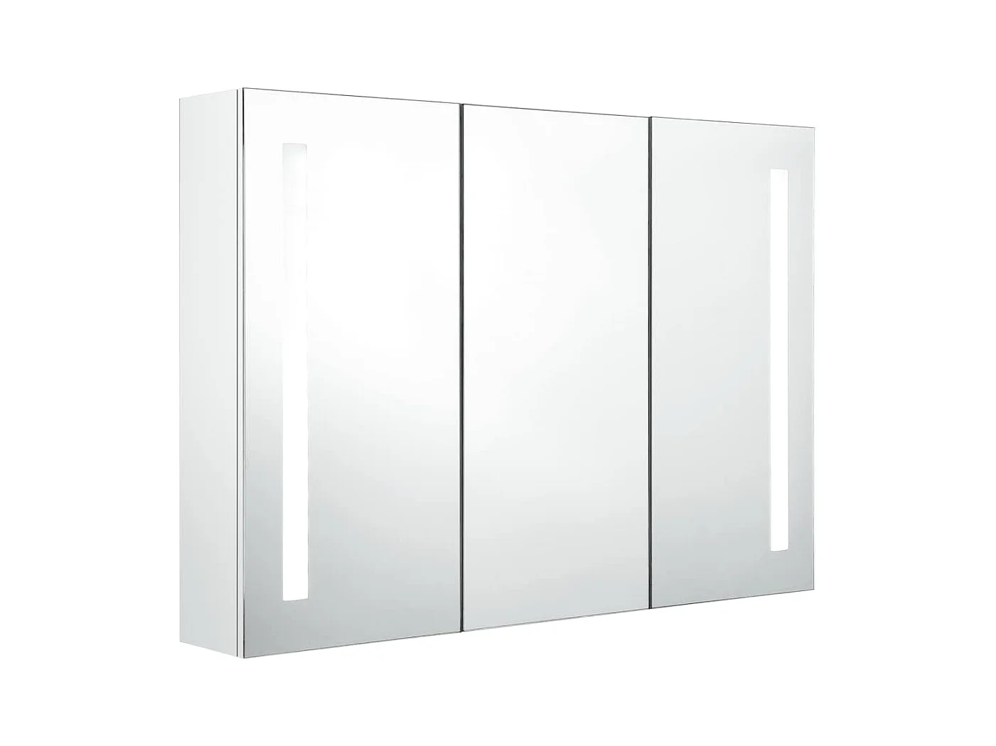 Mobiletto bagno con specchio LED 89x14x62cm Bianco lucido