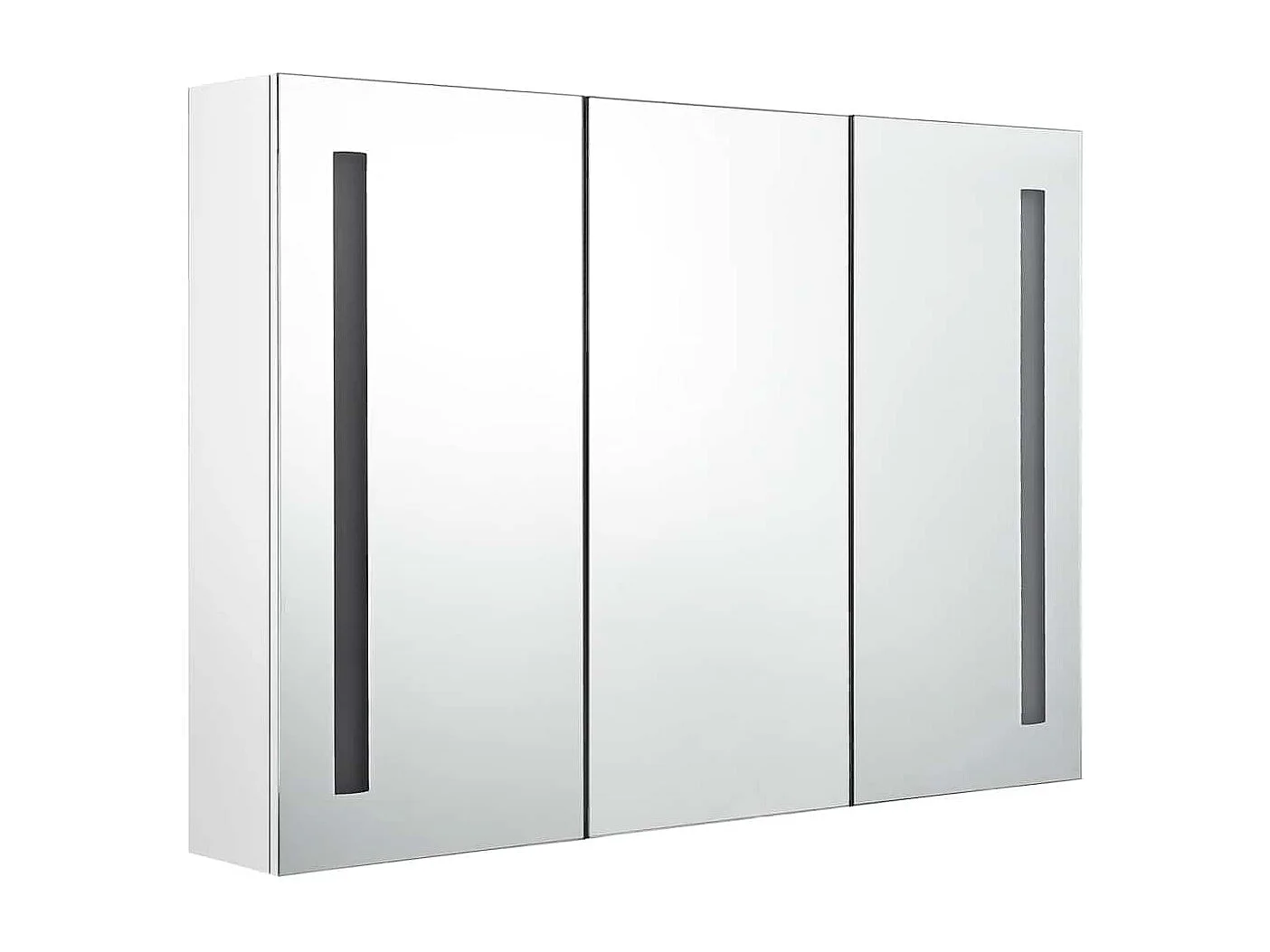 Mobiletto bagno con specchio LED 89x14x62cm Bianco lucido