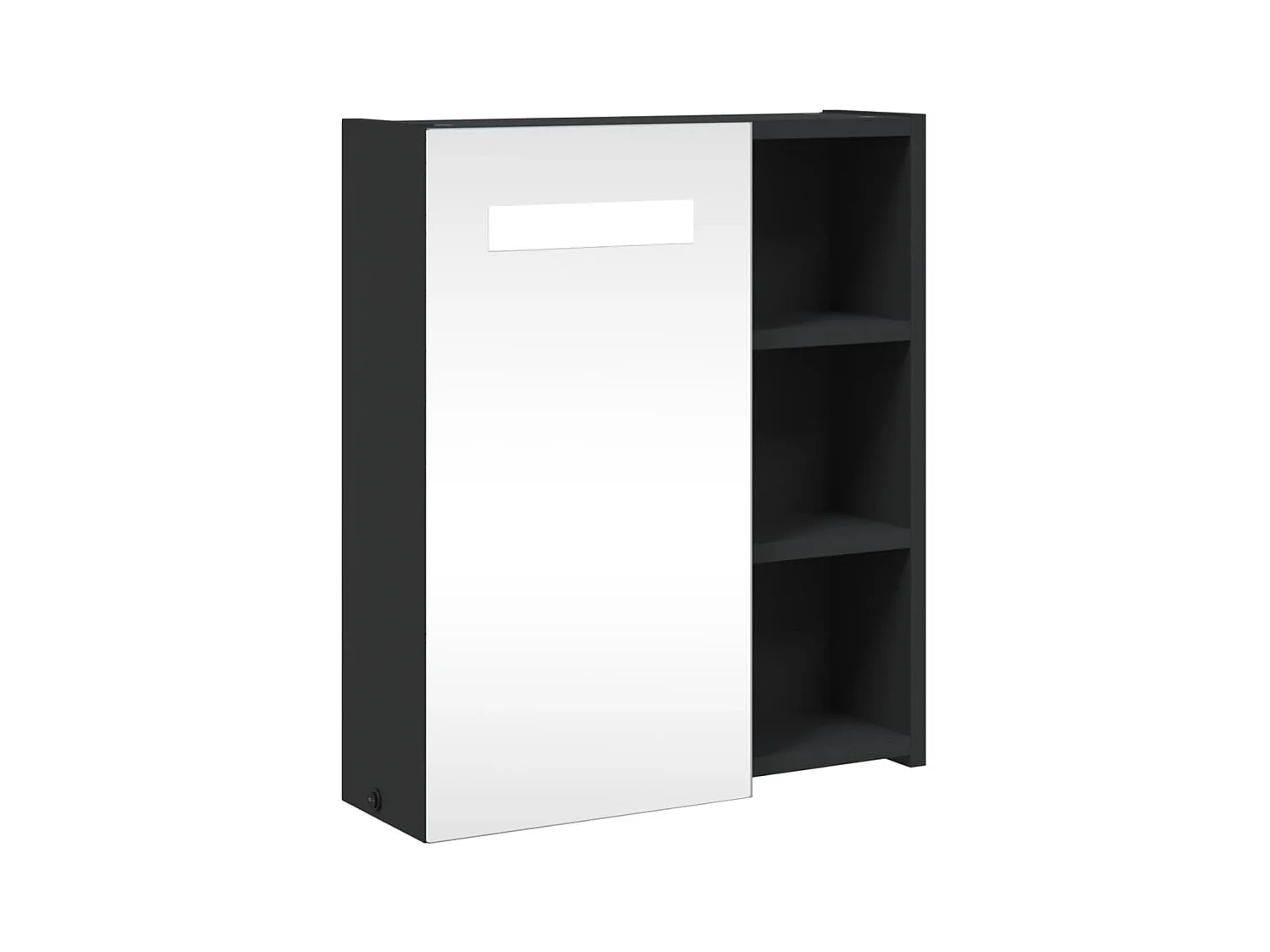 Armoire de salle de bain à miroir avec LED noir 45x13x52 cm