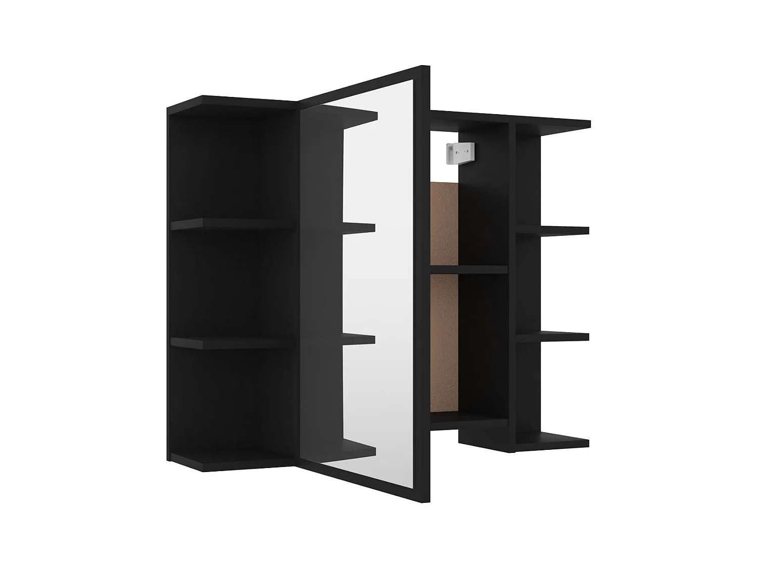 Armoire à miroir de salle de bain Noir Bois d’ingénierie