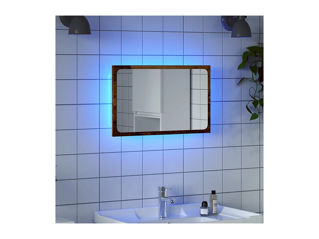 Espejo de baño con luz LED madera vieja 60x8,5x38cm