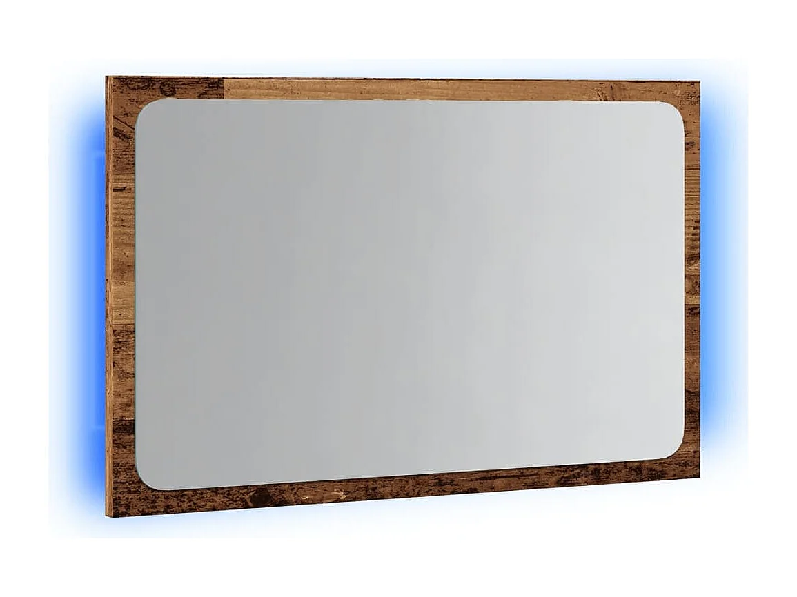 Espejo de baño con luz LED madera vieja 60x8,5x38cm