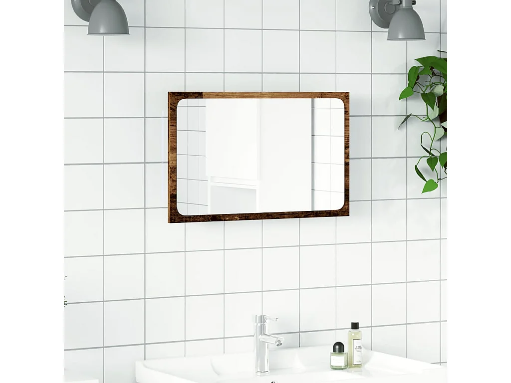 Specchio da bagno con luce LED in legno vecchio 60x8,5x38cm