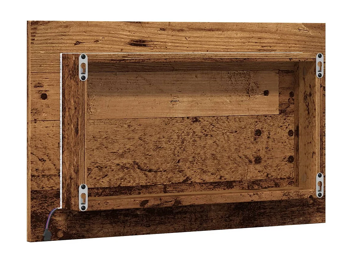 Specchio da bagno con luce LED in legno vecchio 60x8,5x38cm