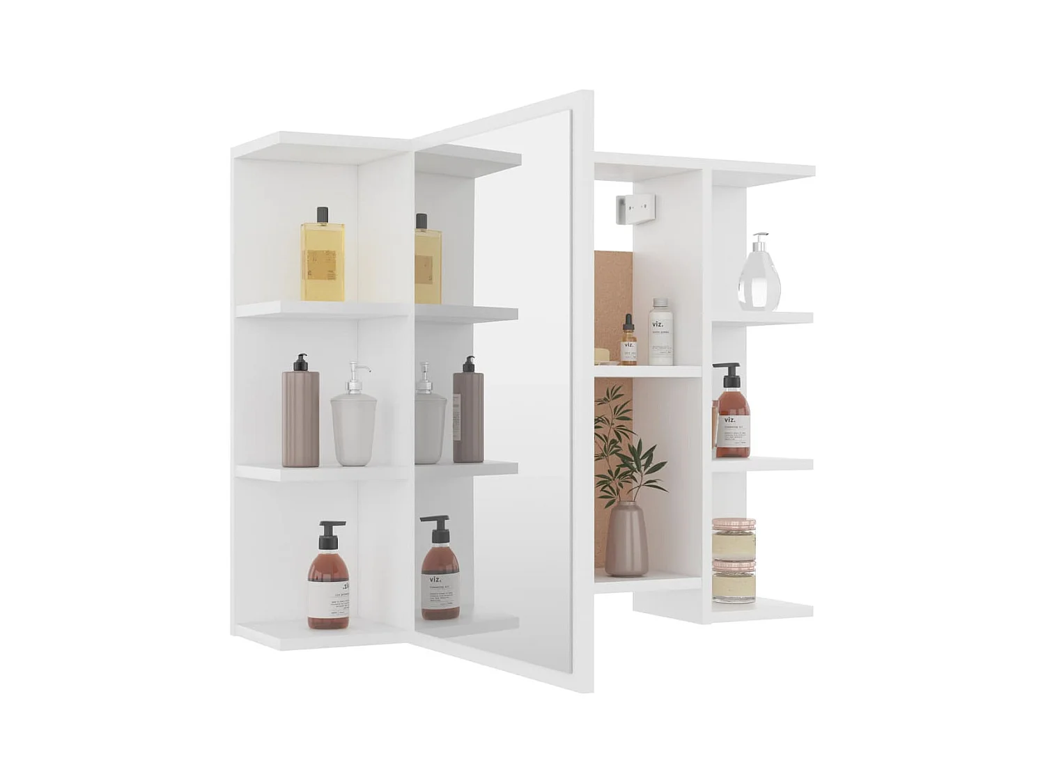 Mueble de baño con espejo de madera de ingeniería blanca