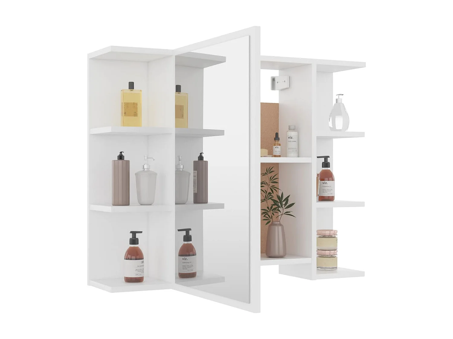 Mueble de baño con espejo de madera de ingeniería blanca