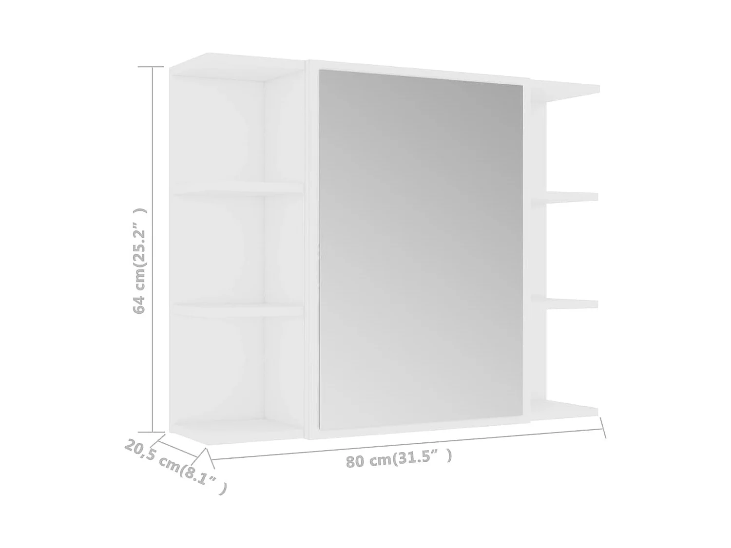 Mueble de baño con espejo de madera de ingeniería blanca