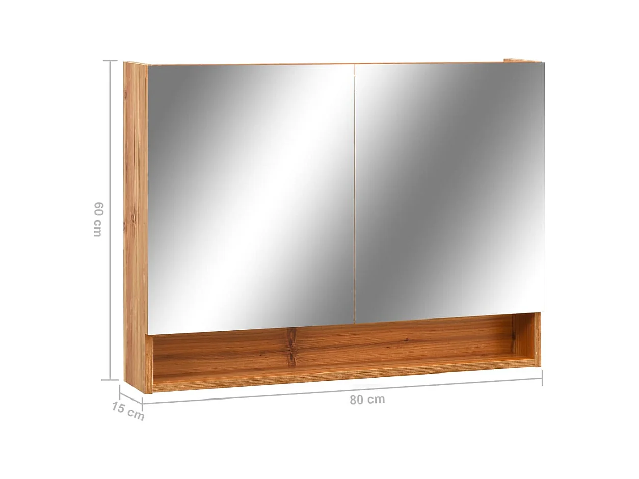 Armoire à miroir de salle de bain LED Chêne 80x15x60 cm MDF