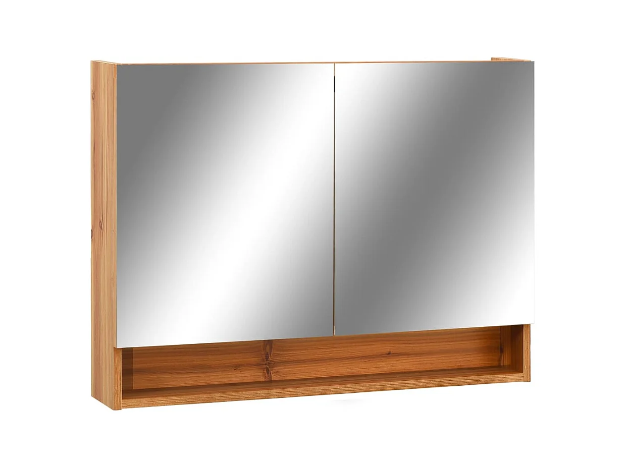 Armario de baño con espejo LED Roble 80x15x60 cm MDF