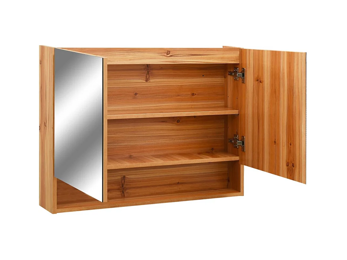 Armario de baño con espejo LED Roble 80x15x60 cm MDF