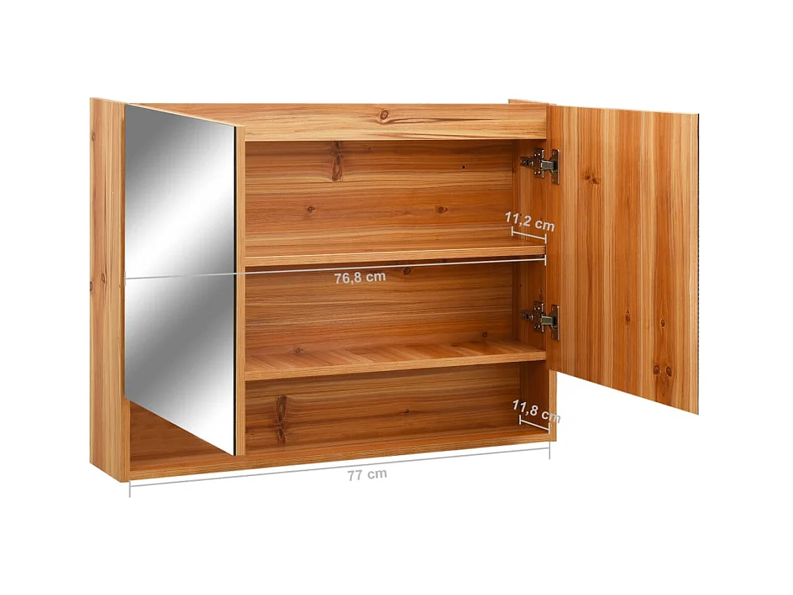 Armario de baño con espejo LED Roble 80x15x60 cm MDF