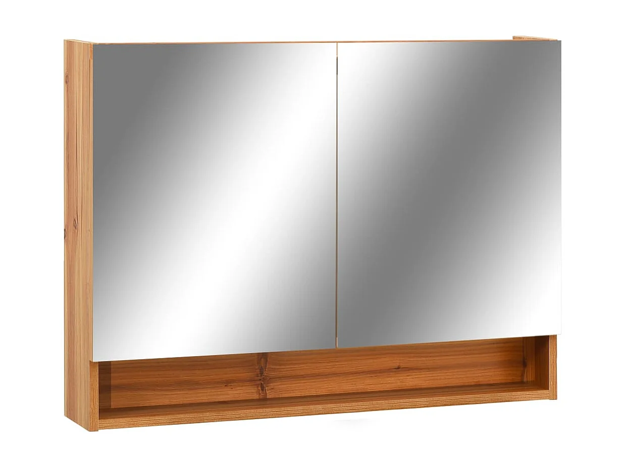 Armario de baño con espejo LED Roble 80x15x60 cm MDF