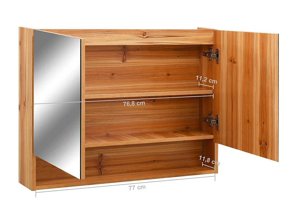 Armario de baño con espejo LED Roble 80x15x60 cm MDF