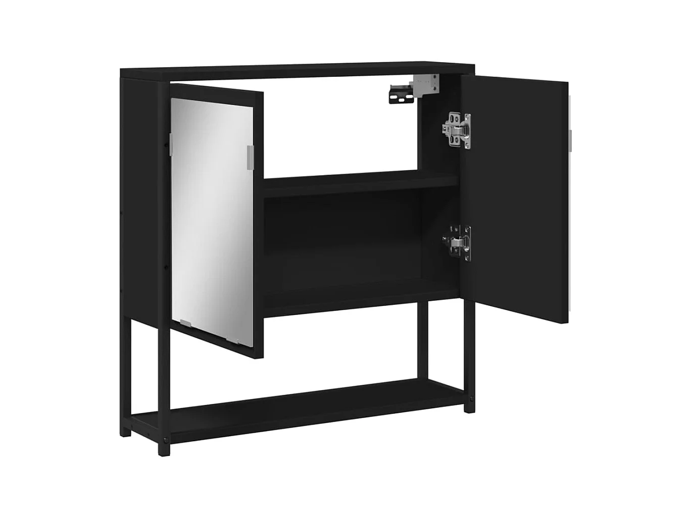 Armoire à miroir de salle de bain noir bois d'ingénierie