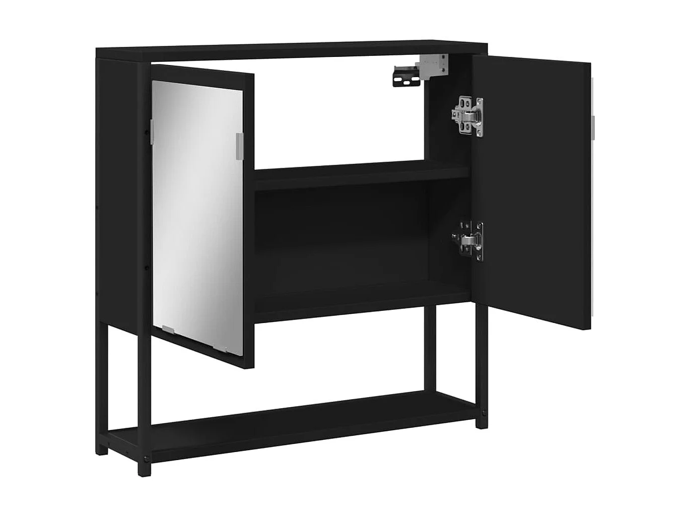 Armoire à miroir de salle de bain noir bois d'ingénierie