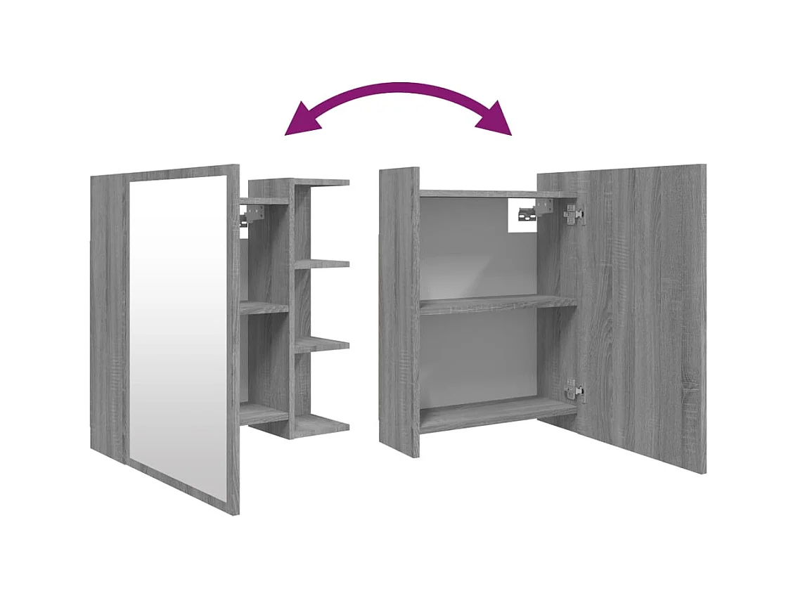 Mobiletto con specchio da bagno grigio Sonoma 62,5x20,5x64 cm