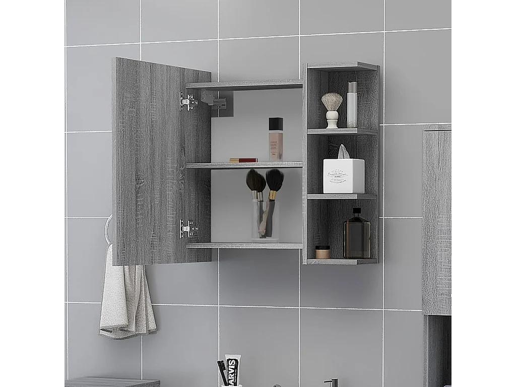 Armoire à miroir de salle de bain Sonoma gris 62,5x20,5x64 cm