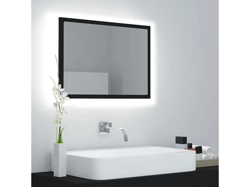 Espejo de baño LED negro 60x8,5x37 cm Acrílico