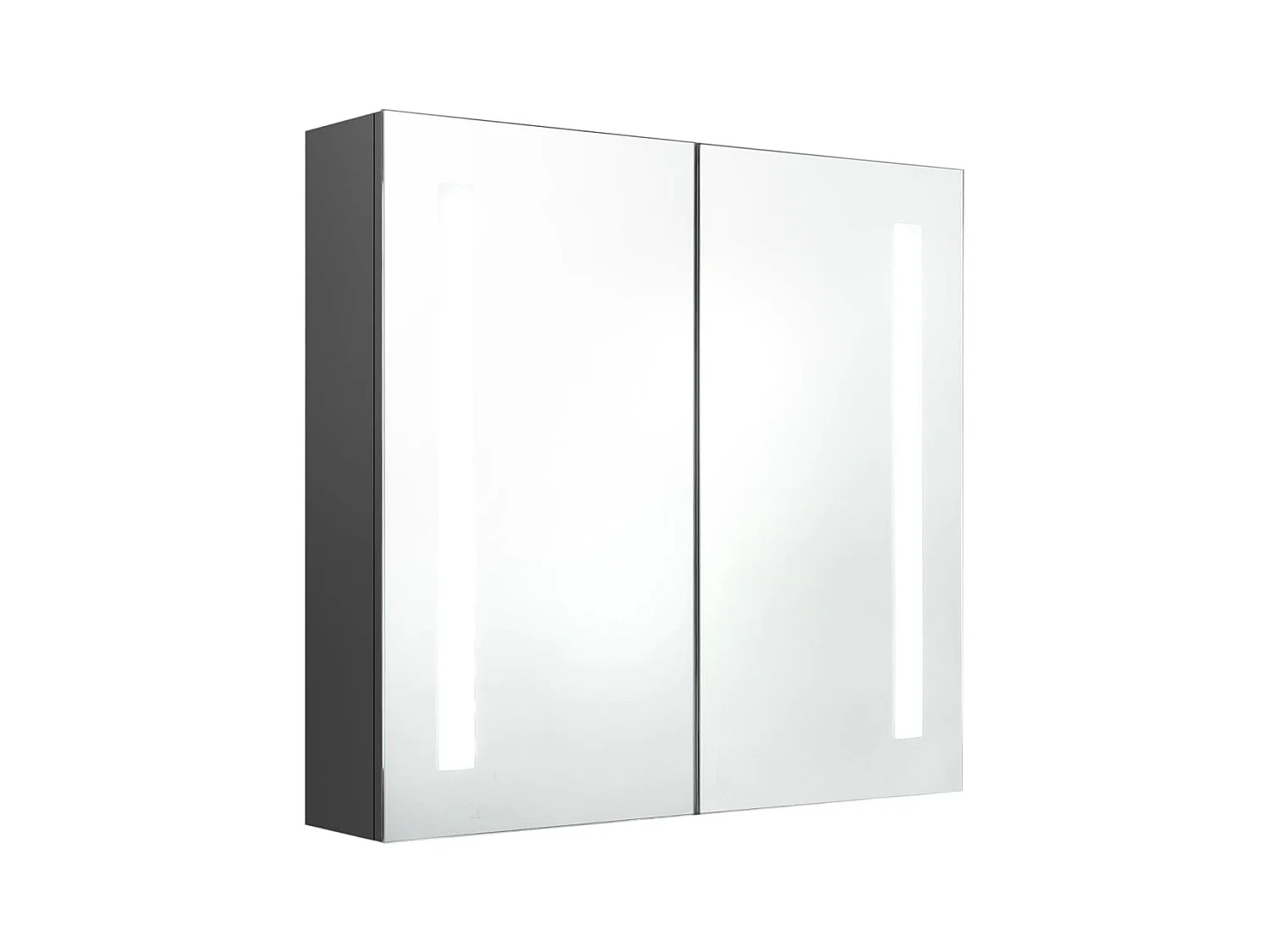 Armoire de salle de bain à miroir LED Gris 62x14x60 cm