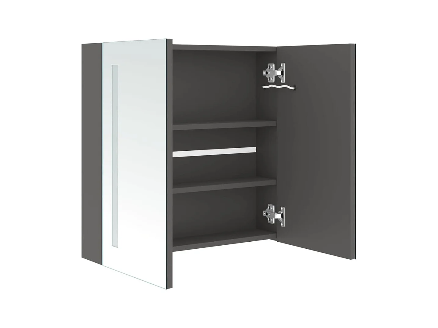 Armoire de salle de bain à miroir LED Gris 62x14x60 cm