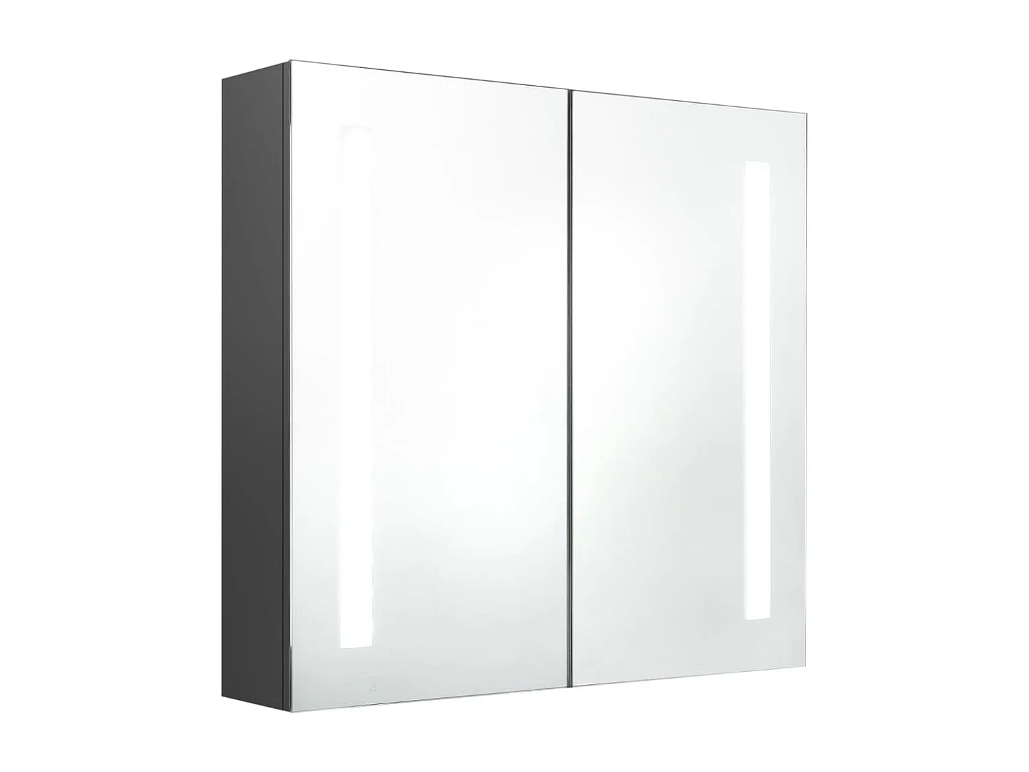 Armoire de salle de bain à miroir LED Gris 62x14x60 cm