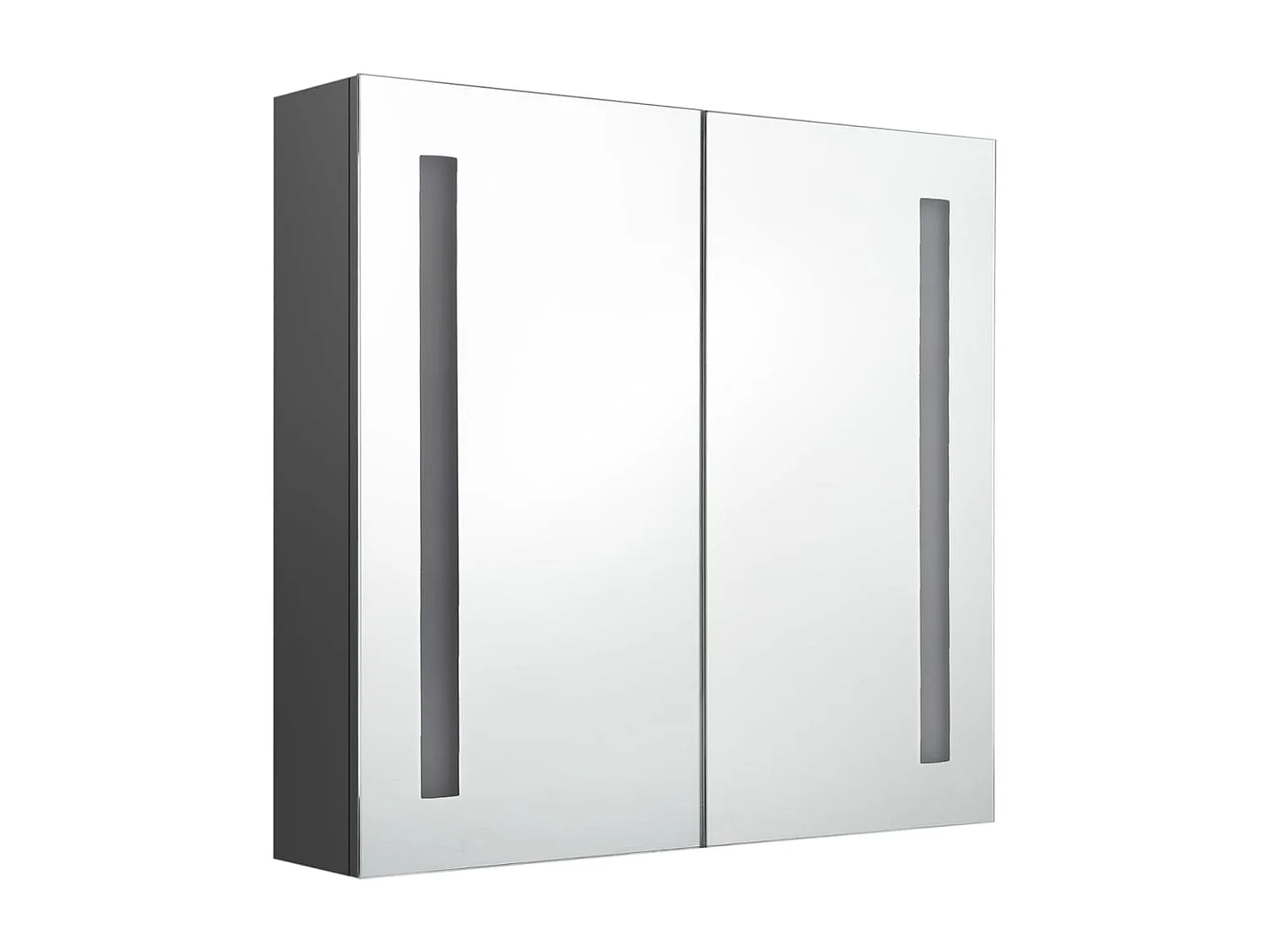 Armoire de salle de bain à miroir LED Gris 62x14x60 cm