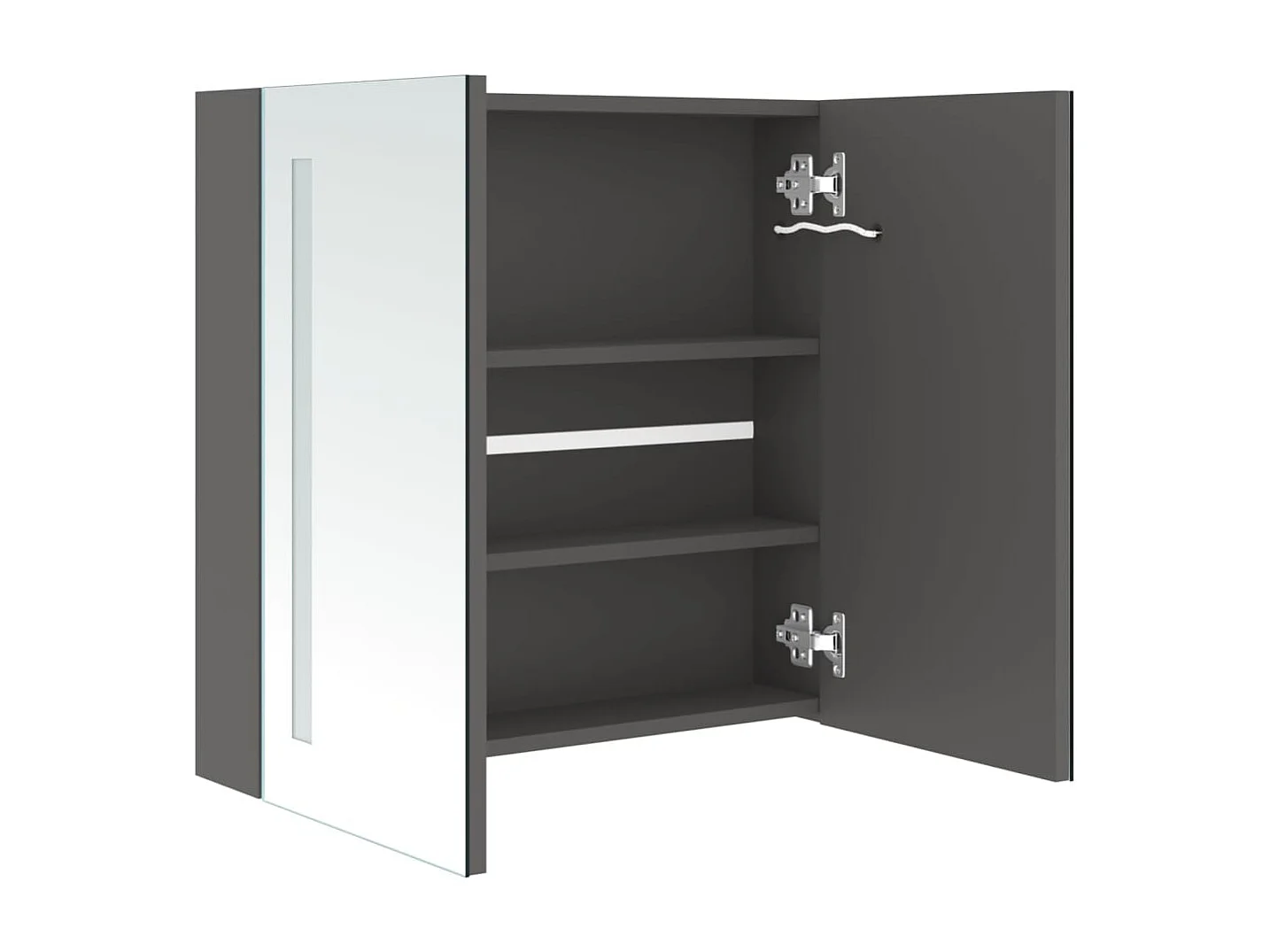 Armoire de salle de bain à miroir LED Gris 62x14x60 cm