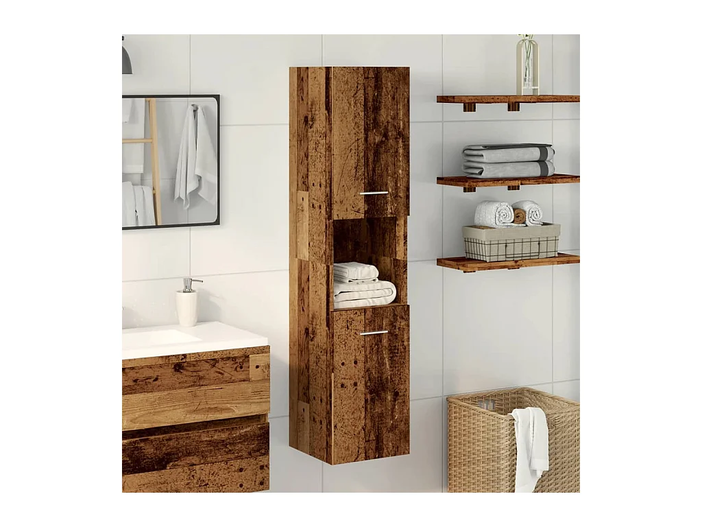 Armoire de salle de bain suspendue vieux bois bois d'ingénierie