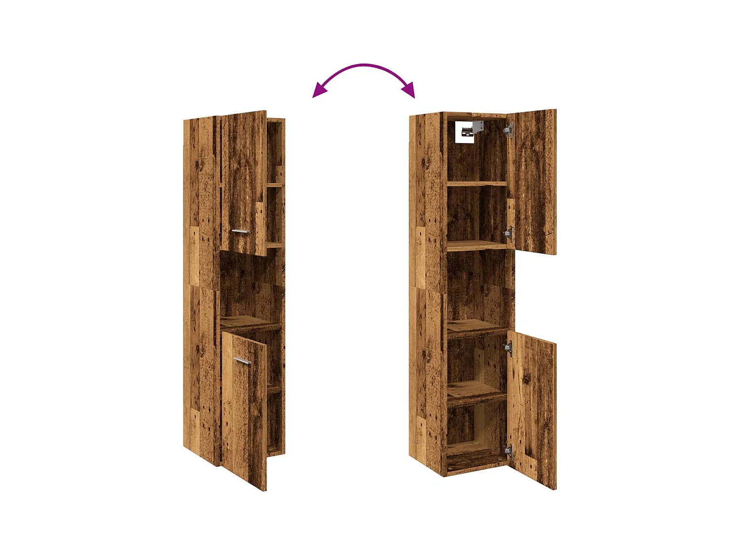 Armoire de salle de bain suspendue vieux bois bois d'ingénierie