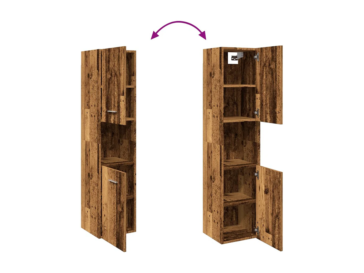 Armoire de salle de bain suspendue vieux bois bois d'ingénierie