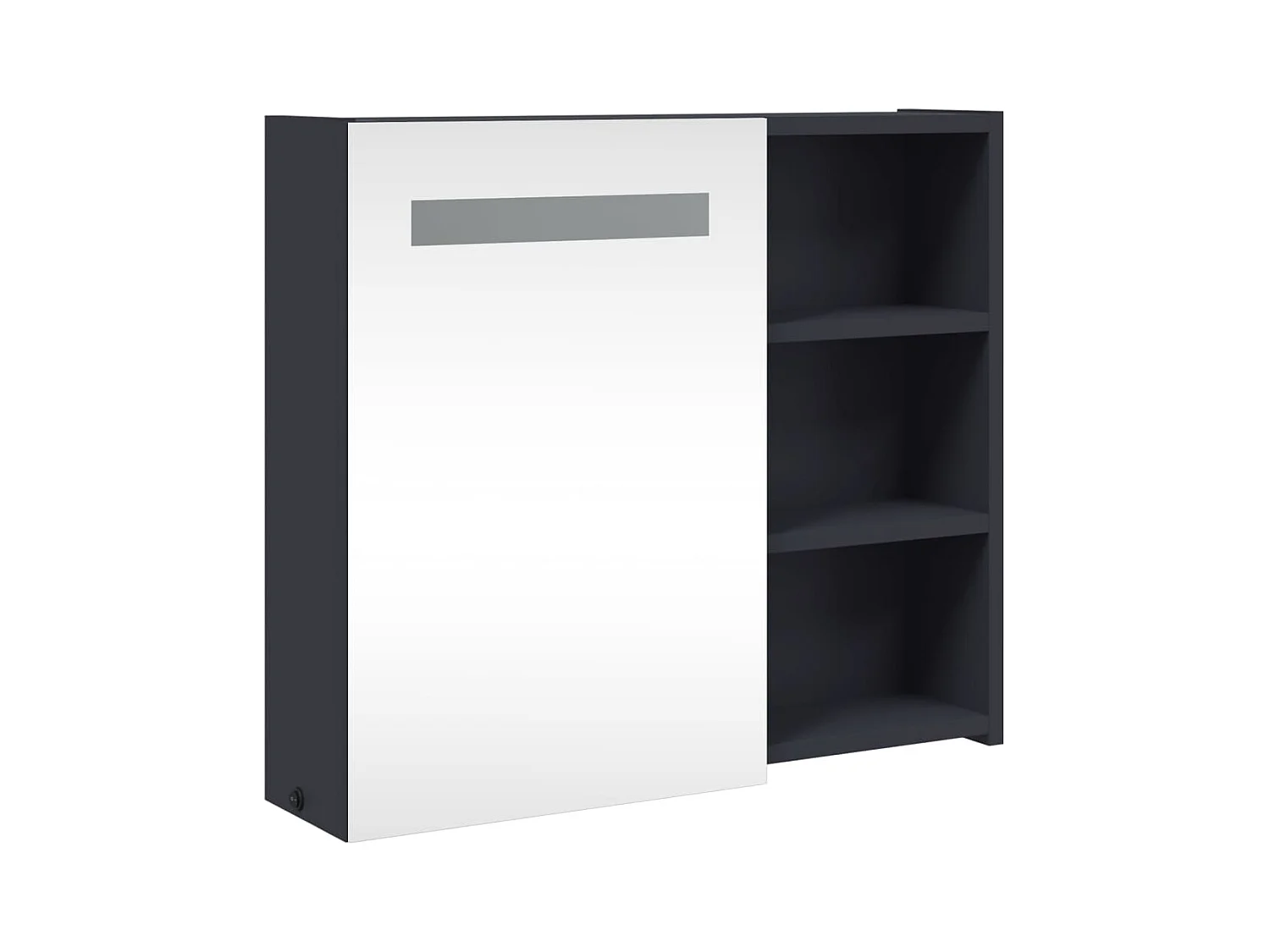 Mobiletto specchio da bagno con LED grigio 60x13x52 cm