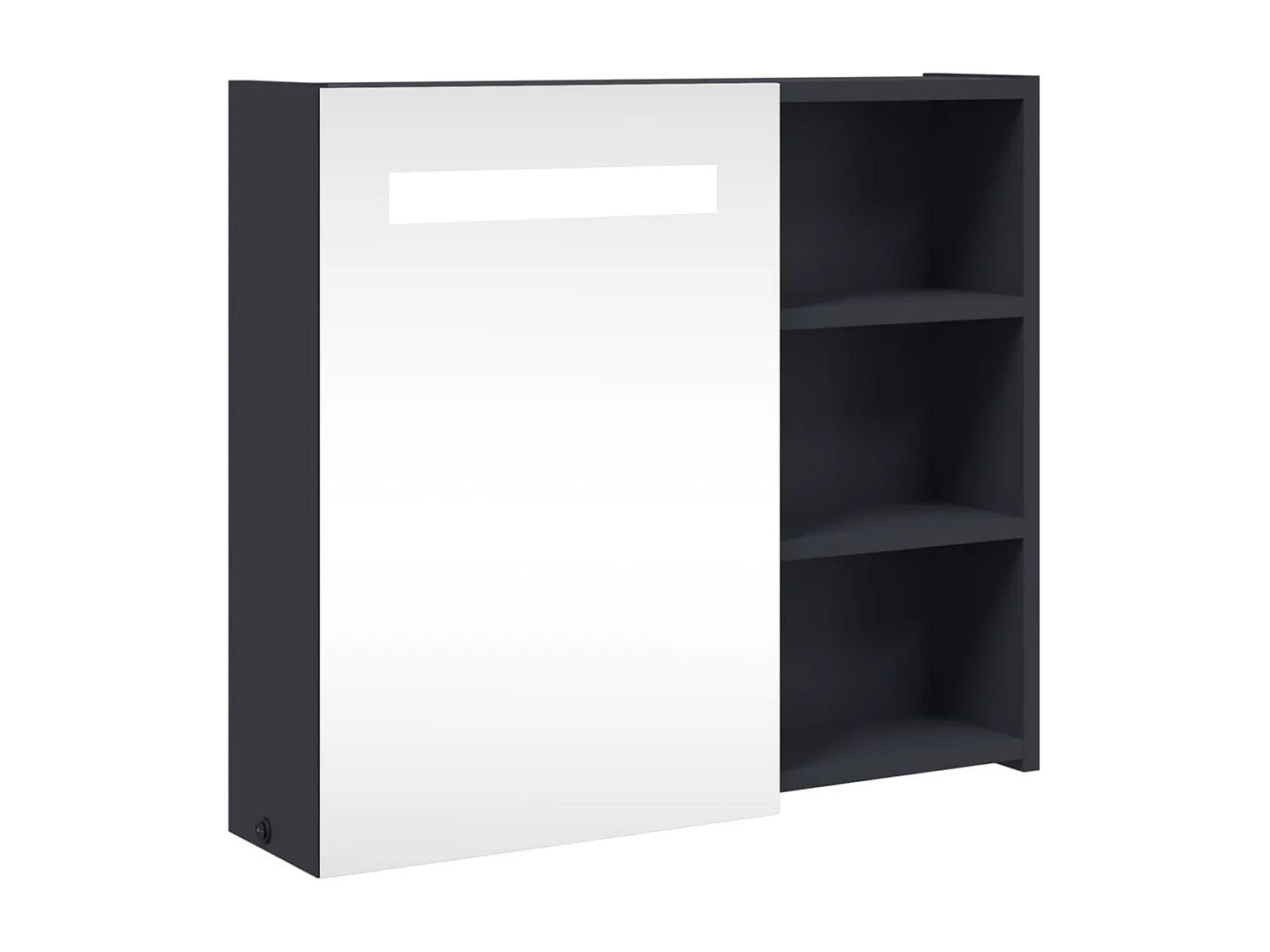 Mobiletto specchio da bagno con LED grigio 60x13x52 cm