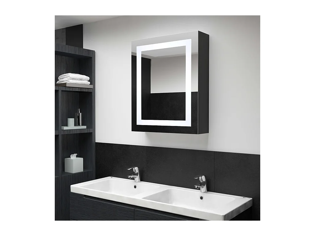 Mobiletto bagno con specchio LED 50x13x70 cm