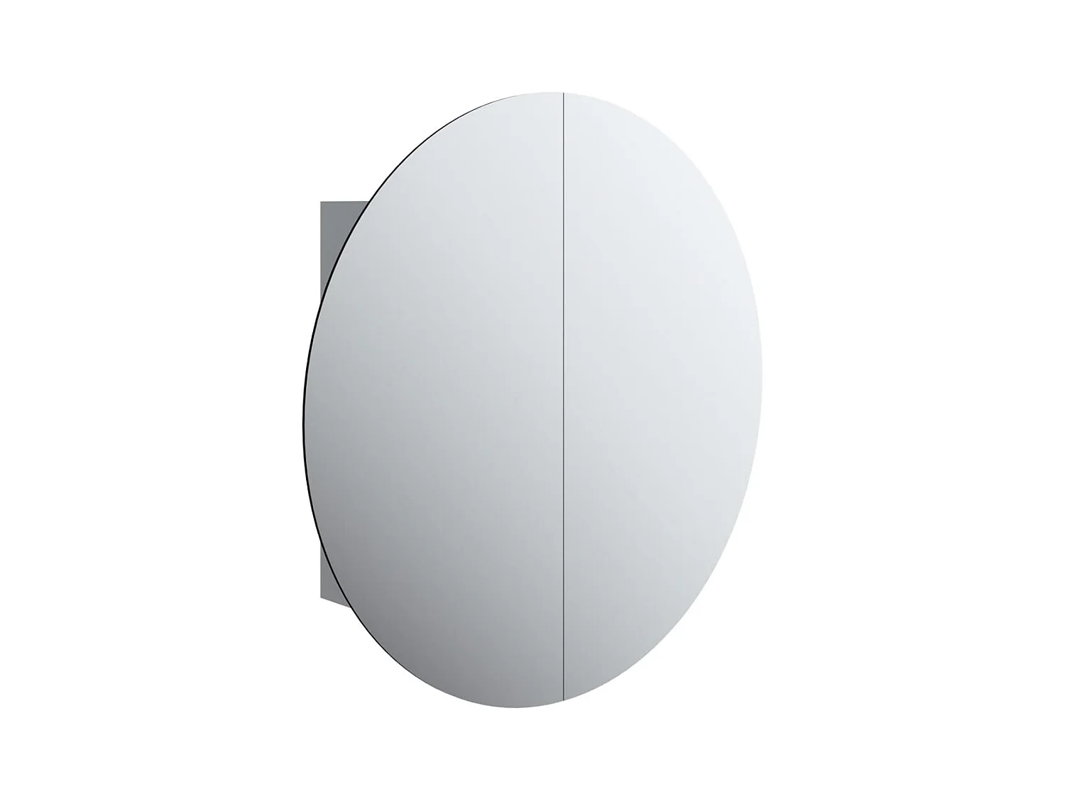 Mobiletto da bagno rotondo con specchio e luci LED, Grigio, 54x54x17,5 cm