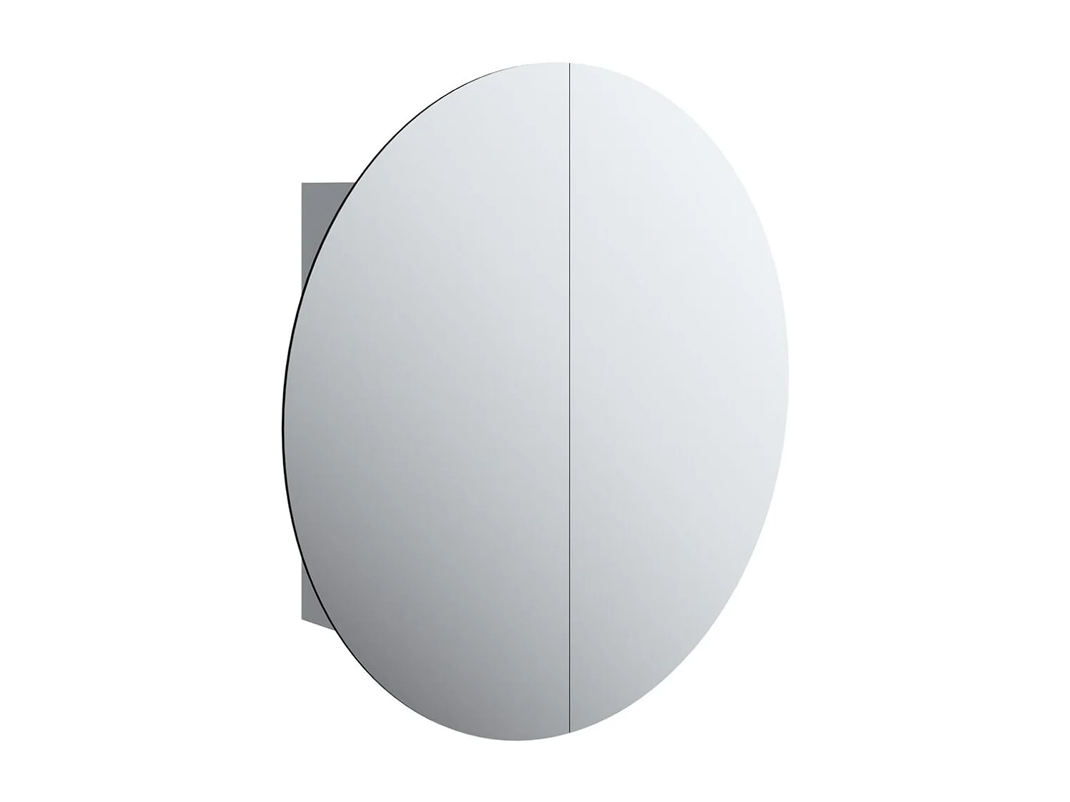 Mobiletto da bagno rotondo con specchio e luci LED, Grigio, 54x54x17,5 cm