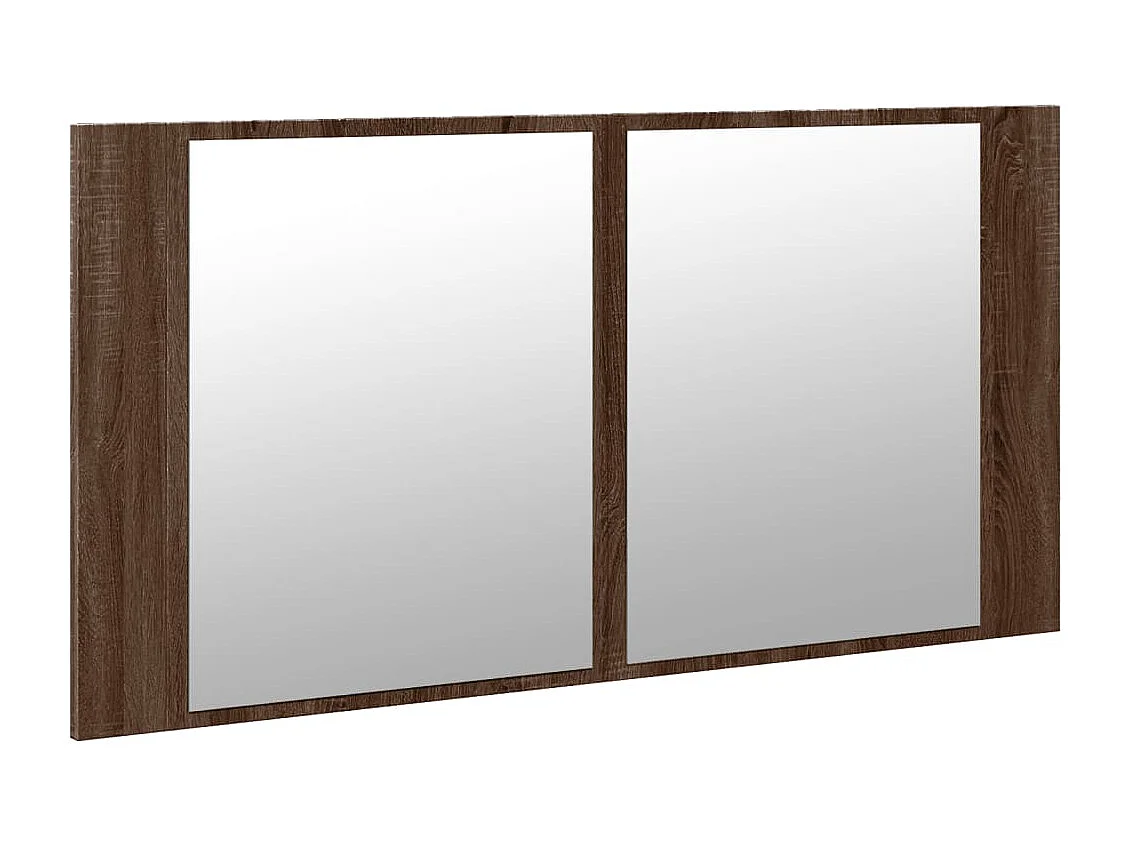 Mobiletto bagno con specchio LED rovere marrone 90x12x45 cm