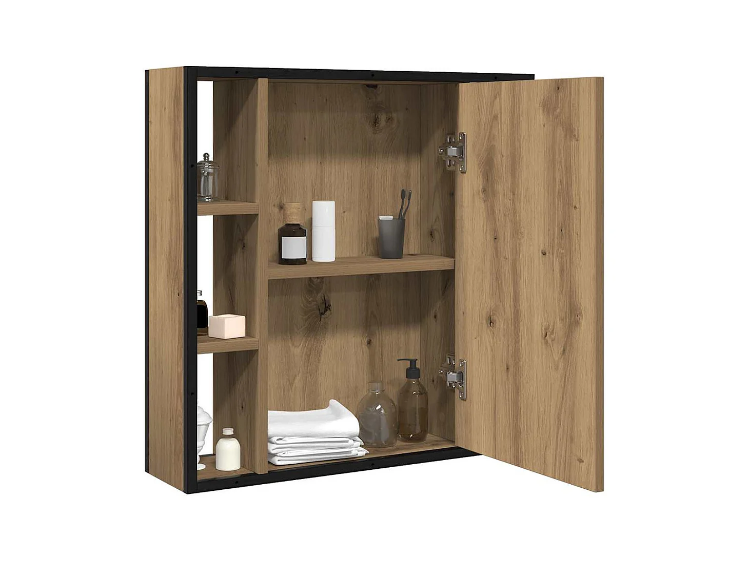 Armoire à miroir salle de bain chêne artisanal bois ingénierie